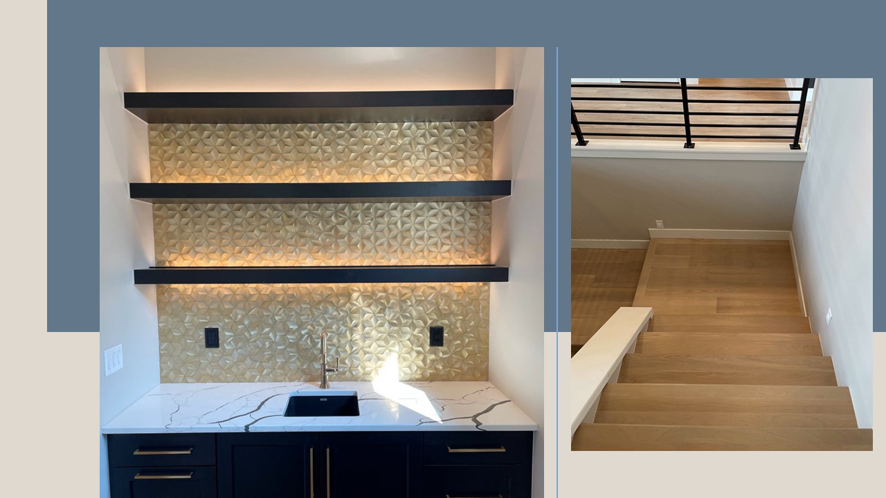 Metallic tile backsplash in a CO kitchen renovation 